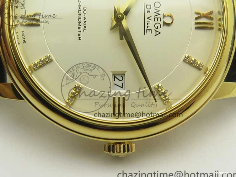 0419 De Ville YG MKF 1:1 Best Edition Silver Dial Diamonds Markers on Black Leather Strap MIYOTA 9015 V Flexible 8046